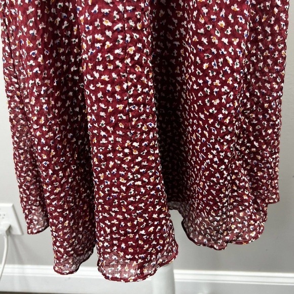 Madewell Red Floral Starviolet Mini Dress 6 V Neck Chiffon Ditzy Flowers - Picture 5 of 15